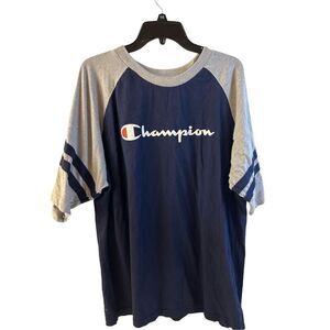 Champion oversized 1xl shirt Spellout Logo  Navy Gray rn#135969